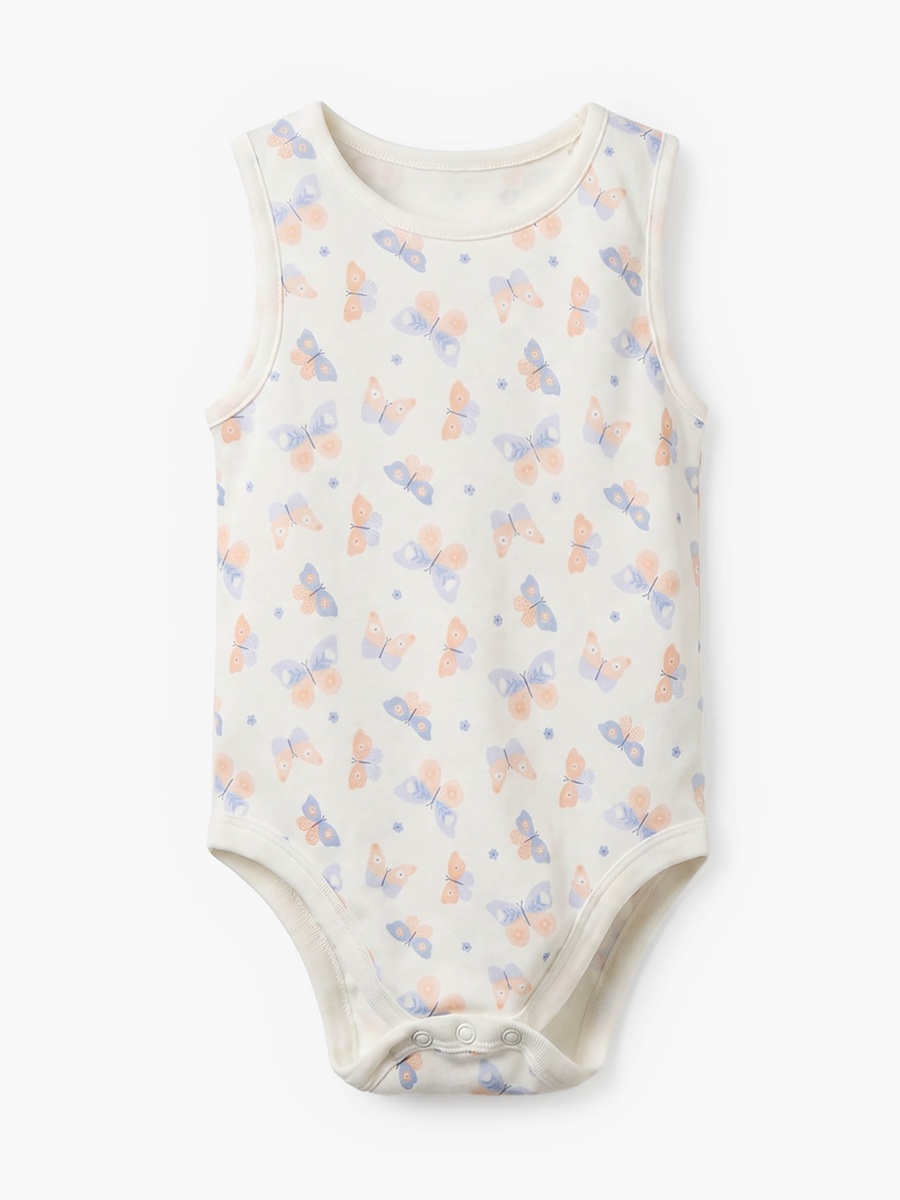 Pack of 5 Cotton Round Neck Sleeveless Bodysuit with Print