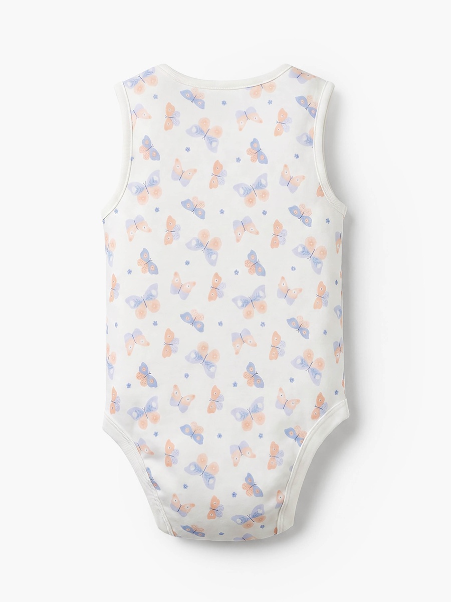 Pack of 5 Cotton Round Neck Sleeveless Bodysuit with Print