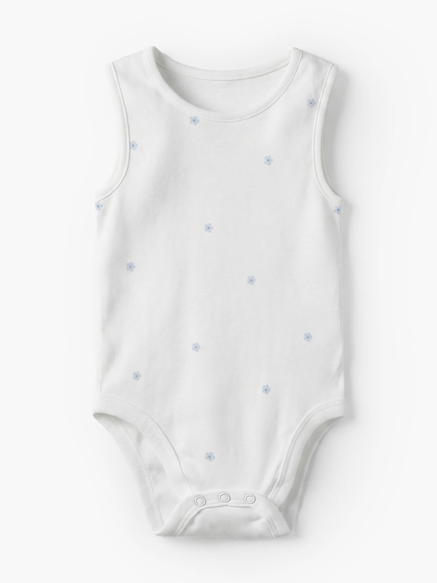 Pack of 5 Cotton Round Neck Sleeveless Bodysuit with Print