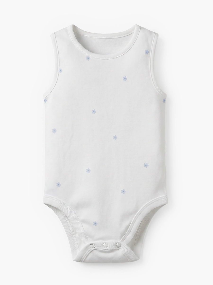 Pack of 5 Cotton Round Neck Sleeveless Bodysuit with Print