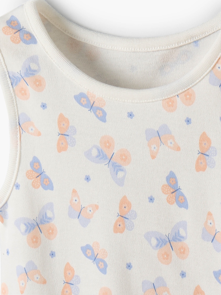 Pack of 5 Cotton Round Neck Sleeveless Bodysuit with Print