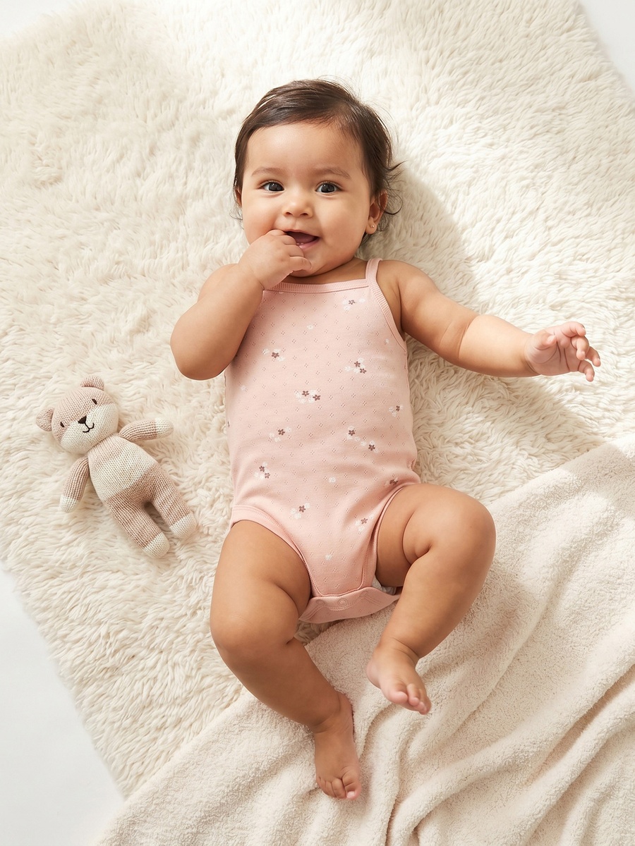 Pack of 2 Cotton Square Neck Sleeveless Bodysuit with Floral Print