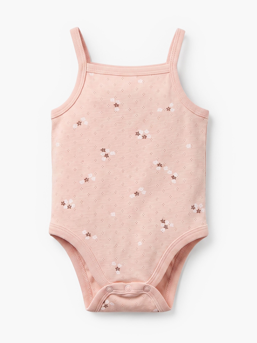 Pack of 2 Cotton Square Neck Sleeveless Bodysuit with Floral Print