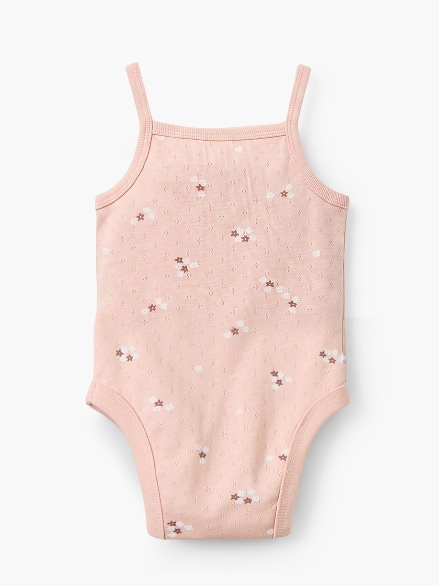 Pack of 2 Cotton Square Neck Sleeveless Bodysuit with Floral Print