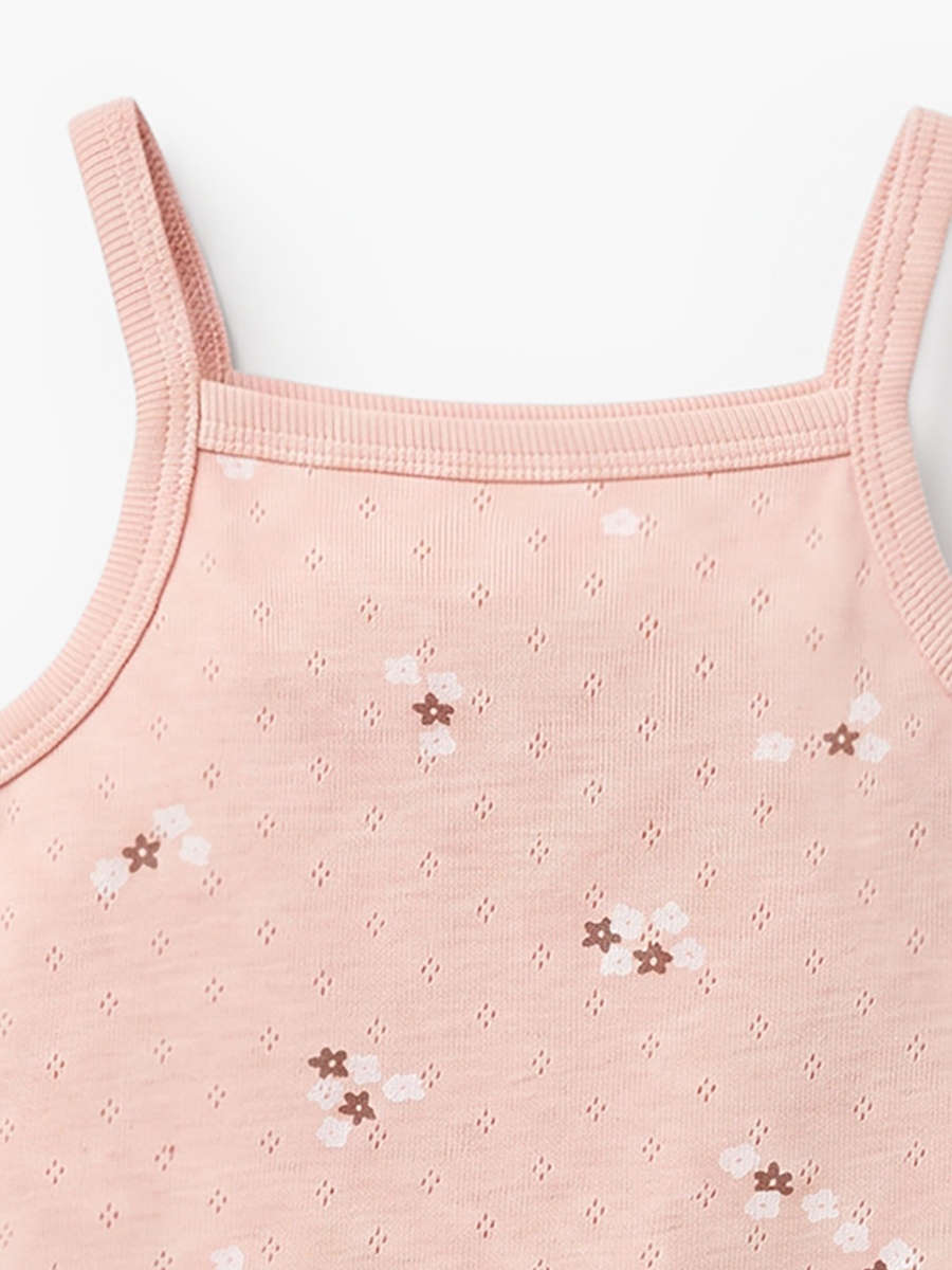 Pack of 2 Cotton Square Neck Sleeveless Bodysuit with Floral Print