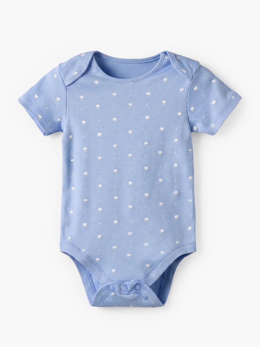 Pack of 3 Cotton Crew Neck Short Sleeves Bodysuit with Floral Print