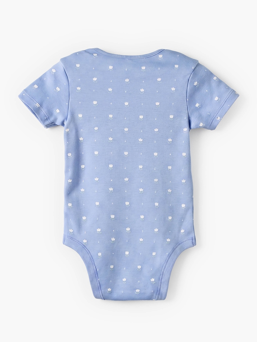 Pack of 3 Cotton Crew Neck Short Sleeves Bodysuit with Floral Print