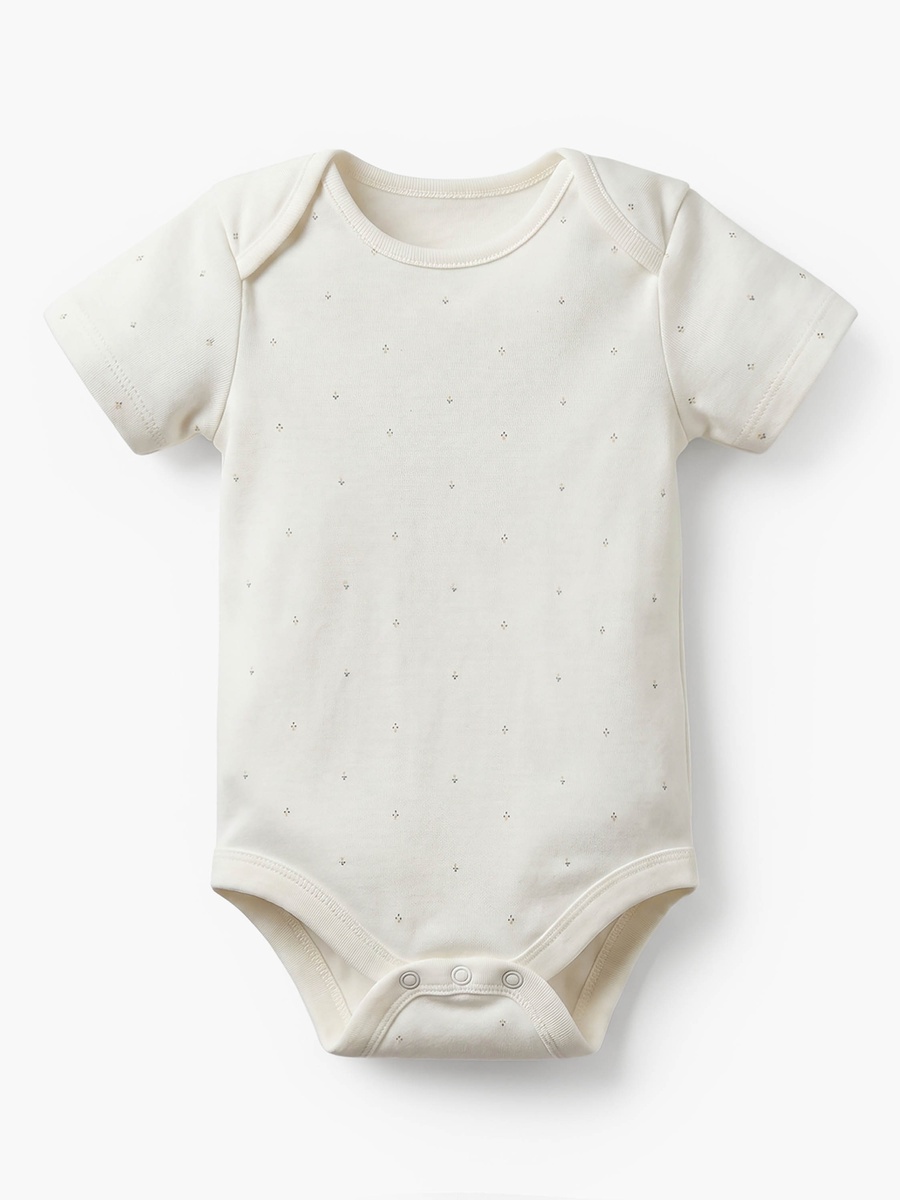 Pack of 3 Cotton Crew Neck Short Sleeves Bodysuit with Floral Print