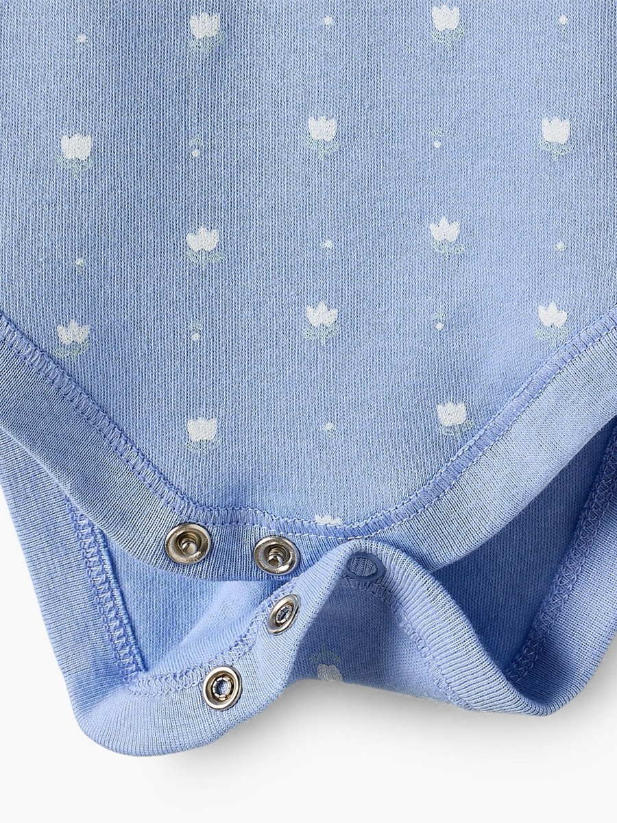 Pack of 3 Cotton Crew Neck Short Sleeves Bodysuit with Floral Print