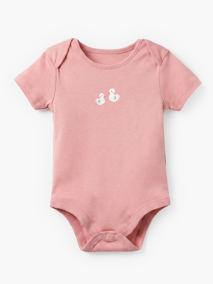 Pack of 5 Cotton Crew Neck Short Sleeves Bodysuit with Duck Print