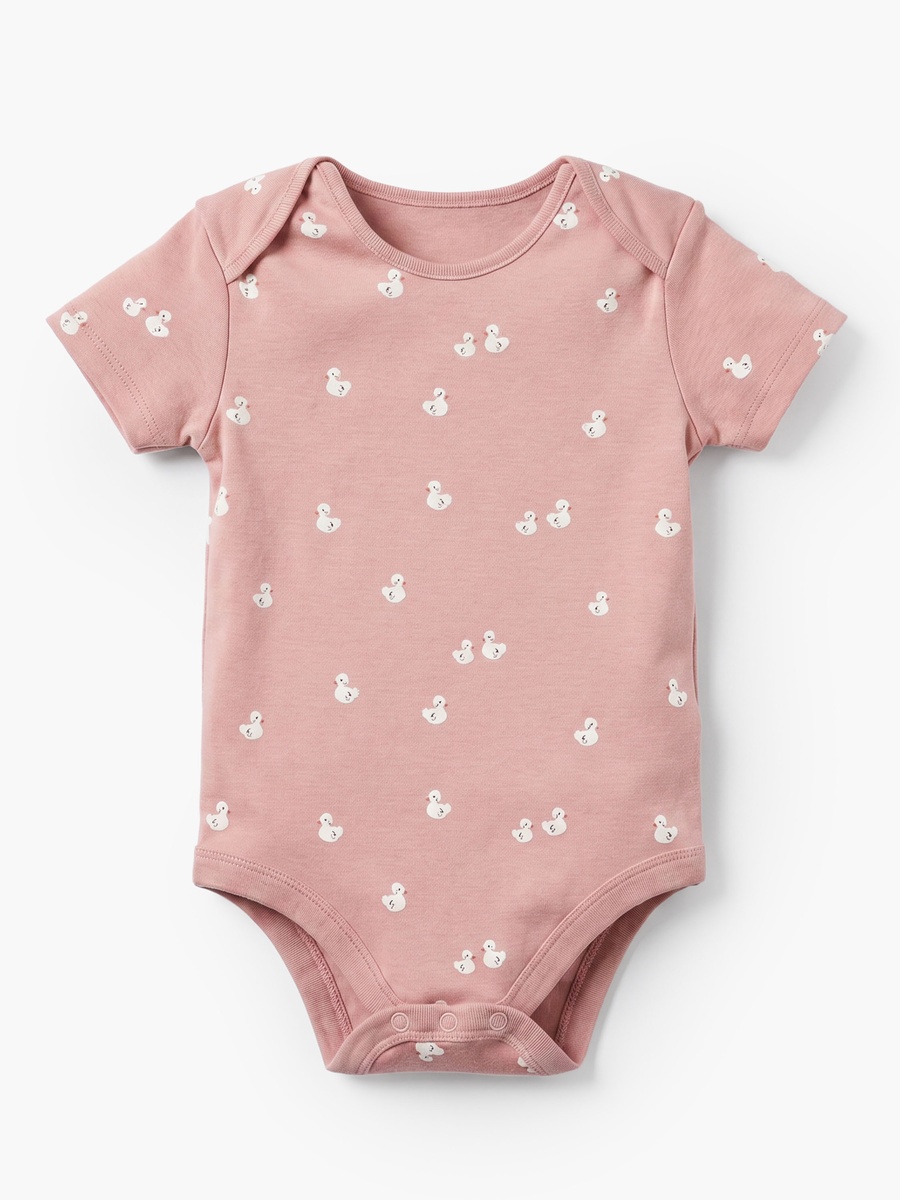 Pack of 5 Cotton Crew Neck Short Sleeves Bodysuit with Duck Print