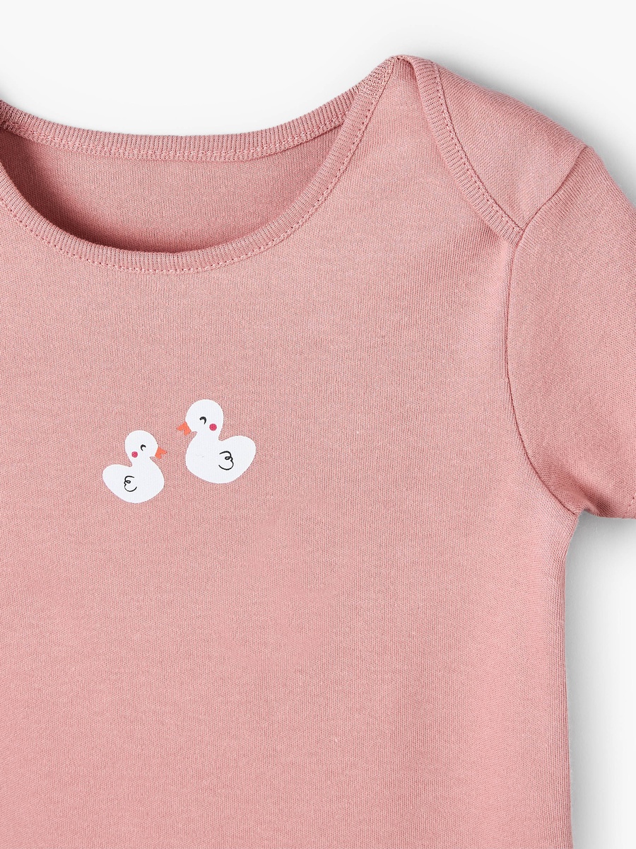 Pack of 5 Cotton Crew Neck Short Sleeves Bodysuit with Duck Print