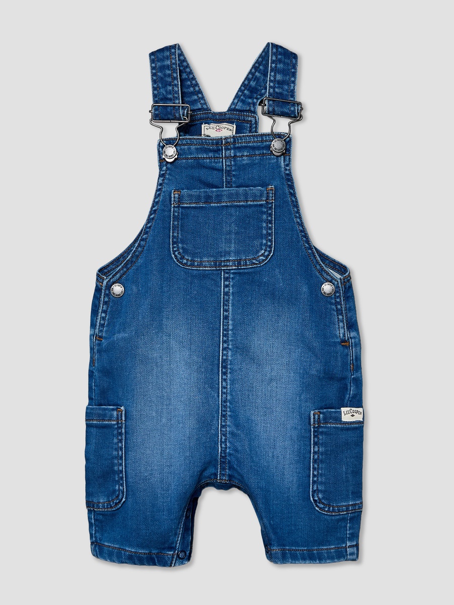Square Neck Sleeveless Denim Dungaree with Adjustable Straps