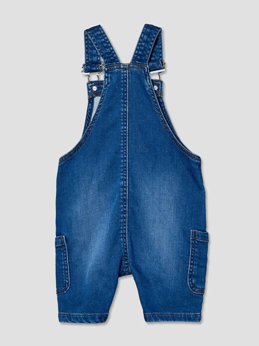 Square Neck Sleeveless Denim Dungaree with Adjustable Straps