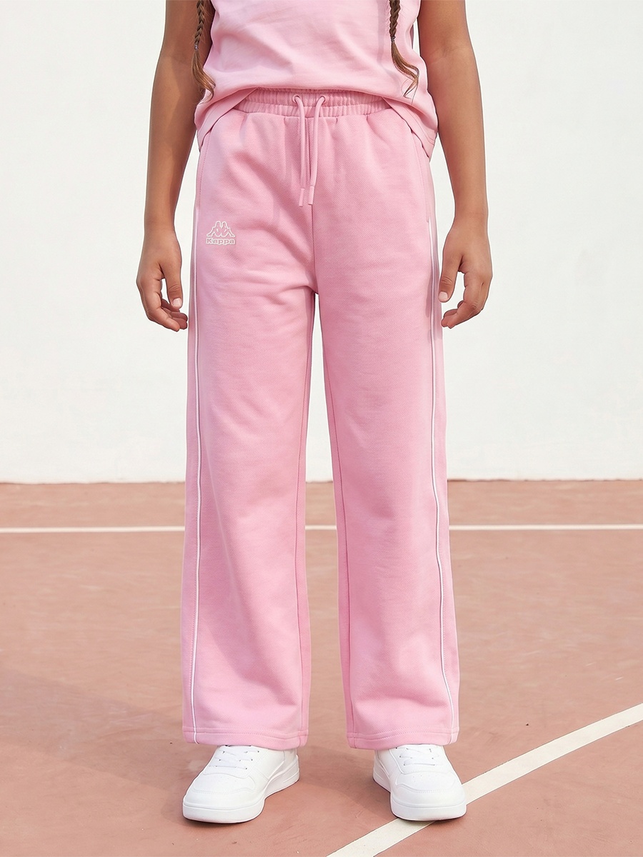 Elasticated Drawstring Closure Track Pants with Piping Detail