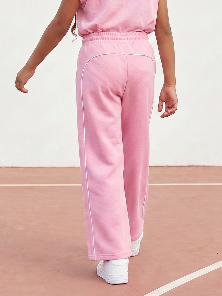 Elasticated Drawstring Closure Track Pants with Piping Detail