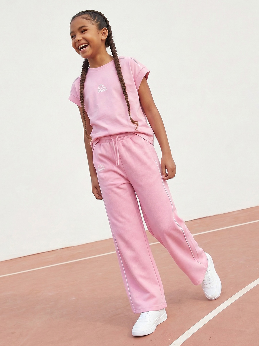 Elasticated Drawstring Closure Track Pants with Piping Detail