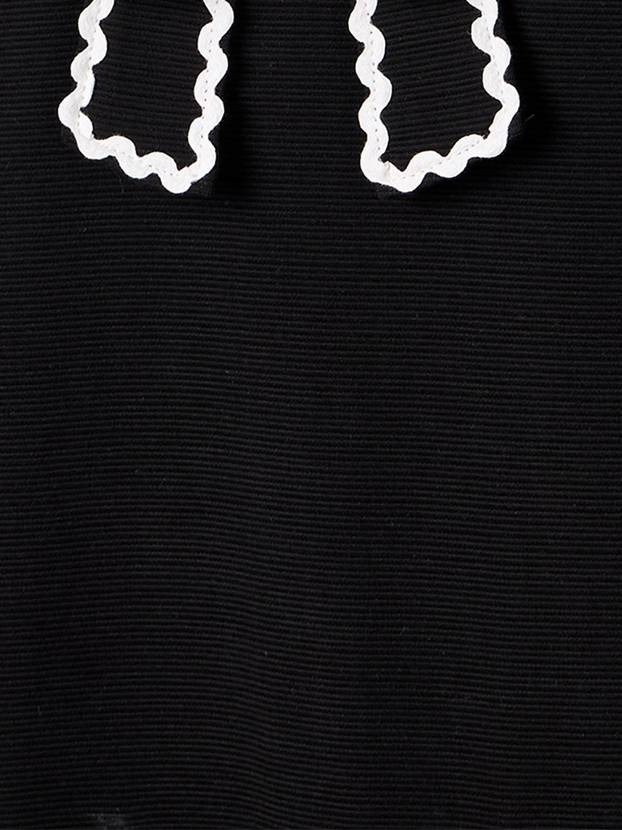 Peter Pan Collar Short Sleeves Knee Length Dress with Lace Trim