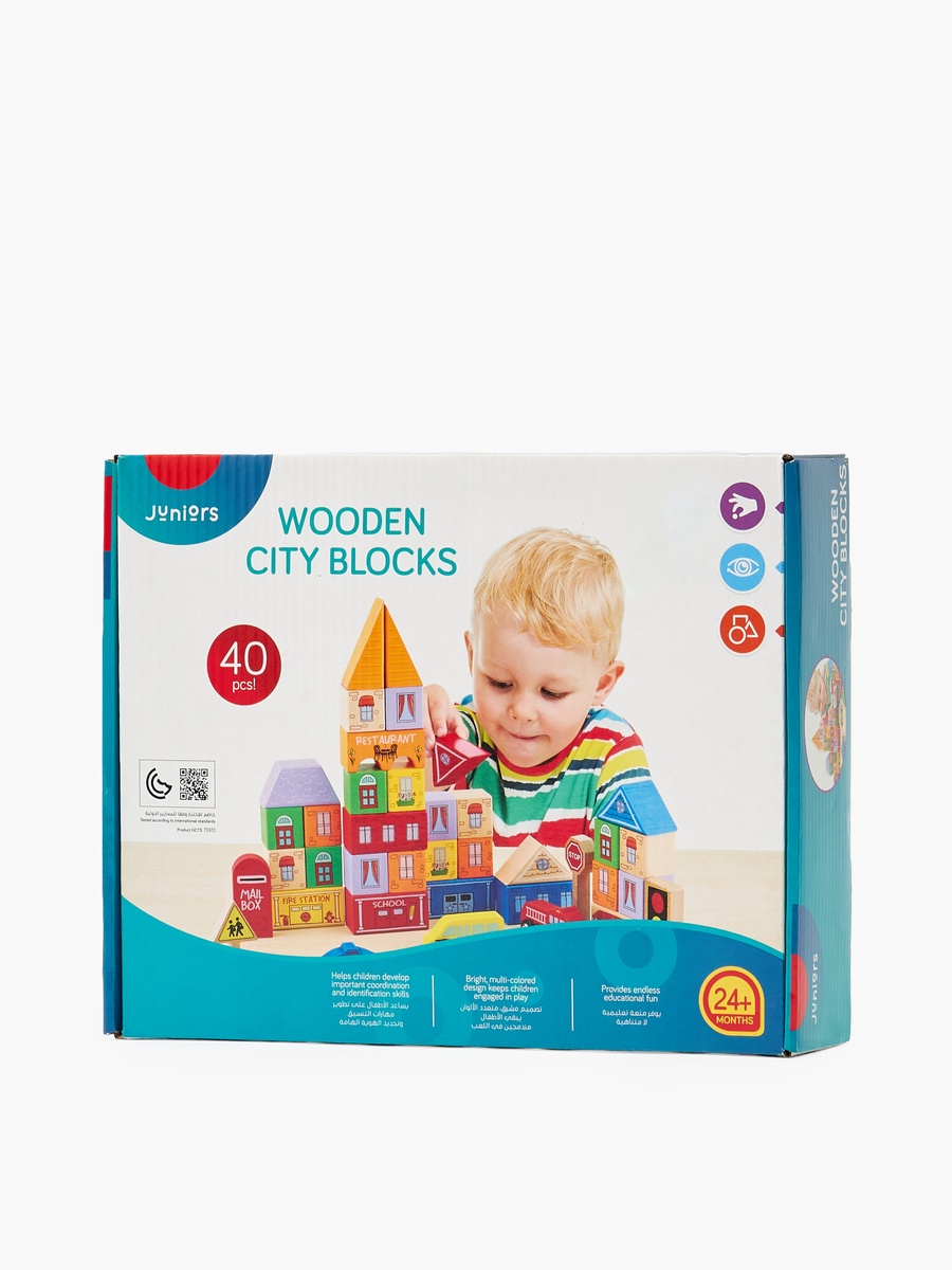 40-Piece Wooden City Building Blocks Playset