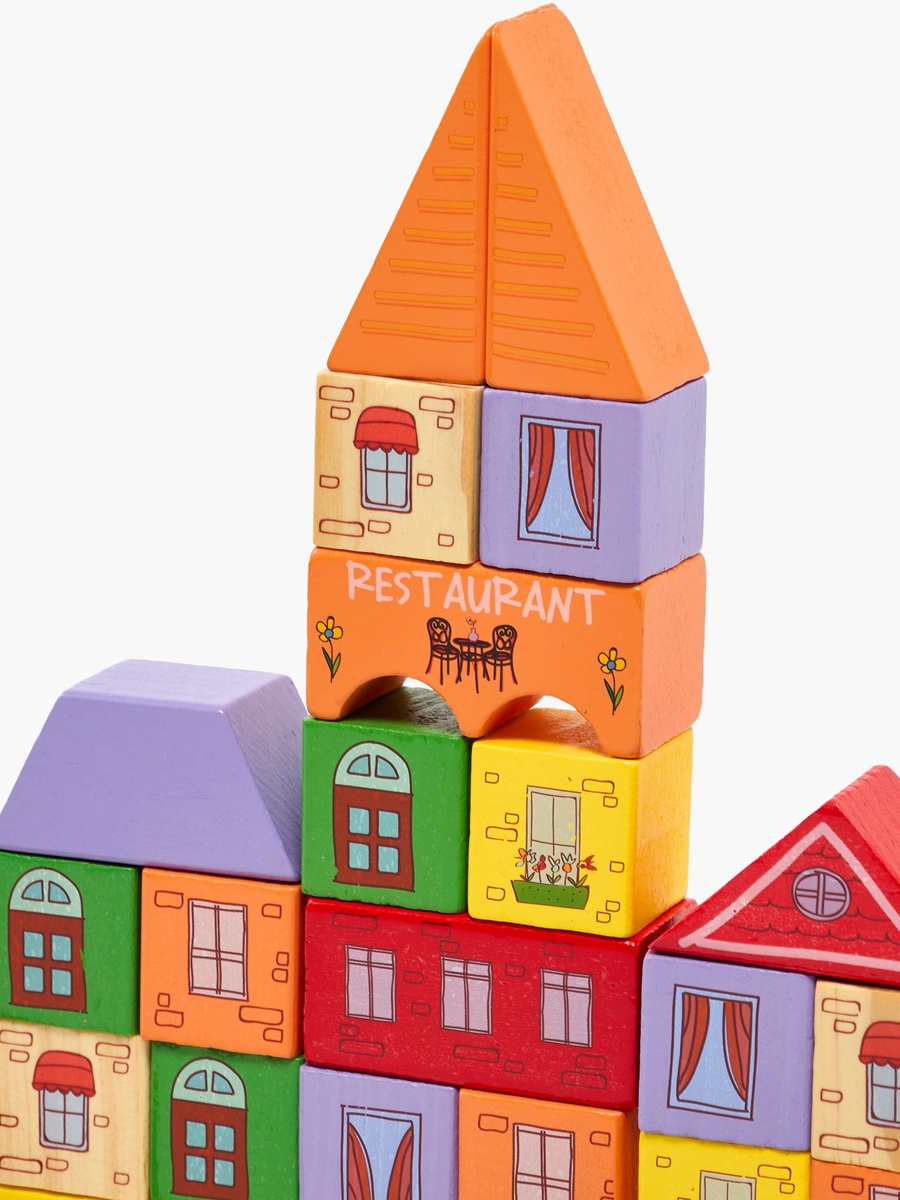 40-Piece Wooden City Building Blocks Playset