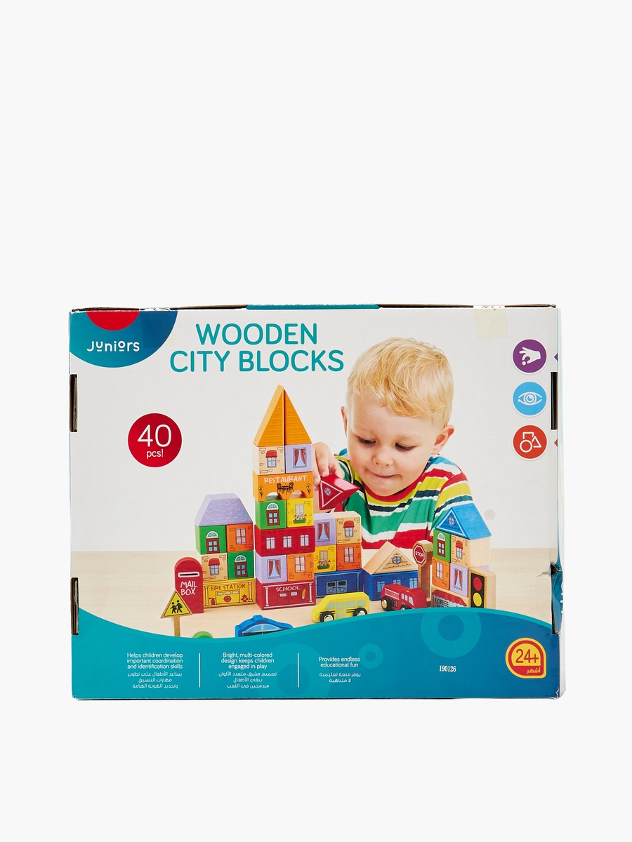 40-Piece Wooden City Building Blocks Playset