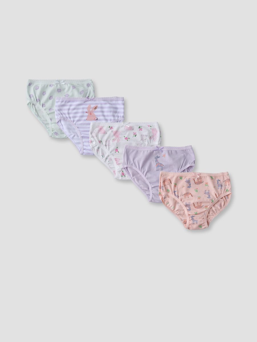 Pack of 5 Cotton Briefs with Assorted Print