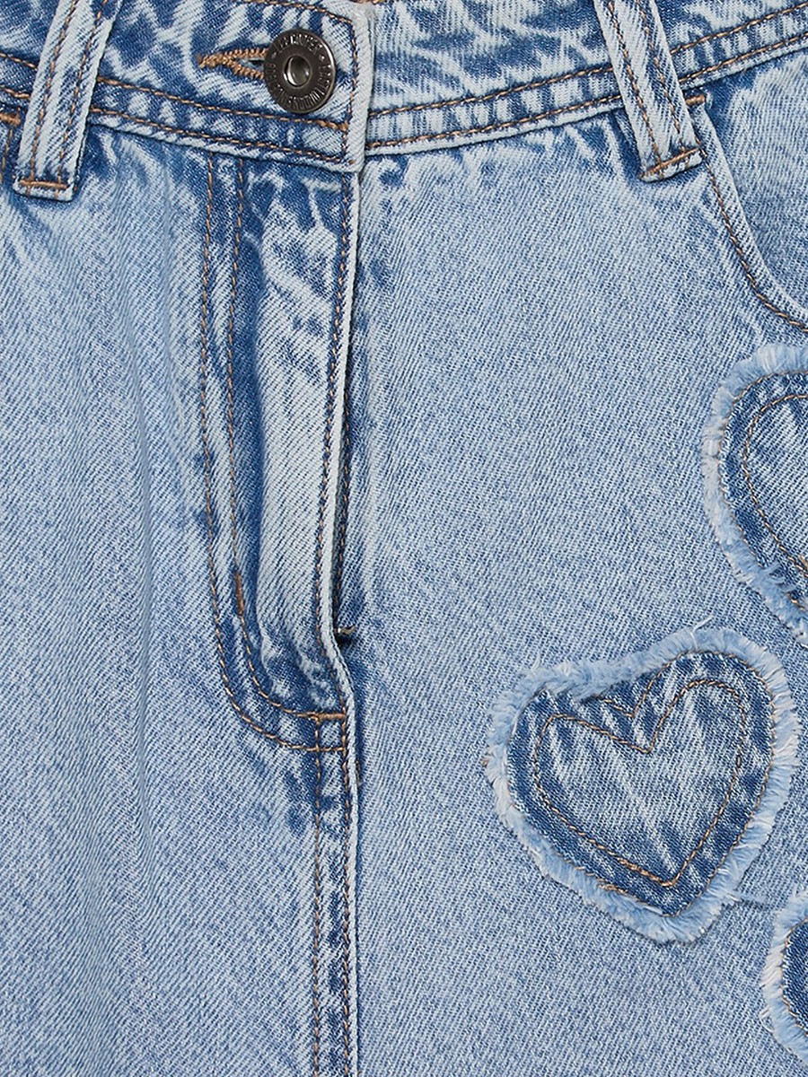 Mid Rise Bootcut Fit Jeans with Heart Detail