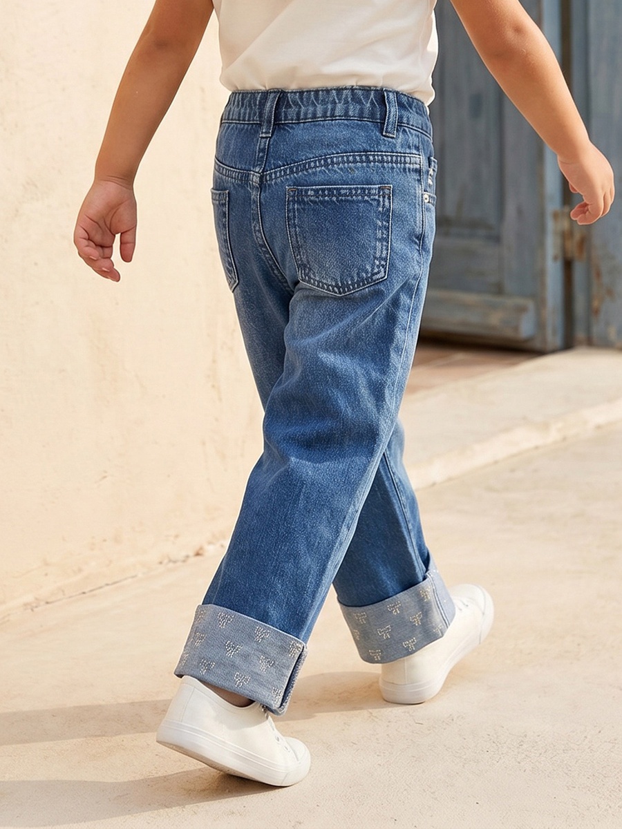 Medium Wash High Rise Jeans with Embellishment