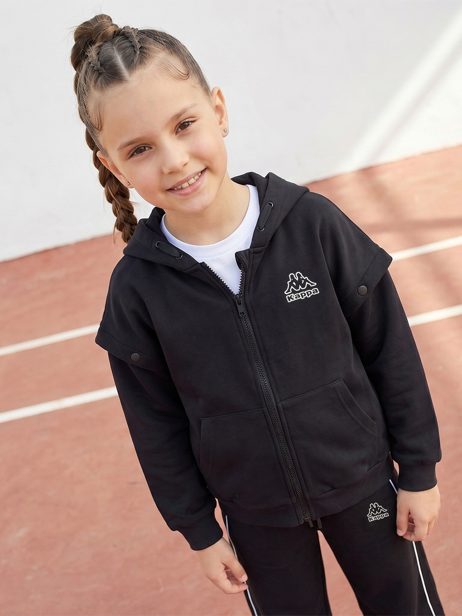 Logo Print Hooded Sweatshirt with Detachable Sleeves