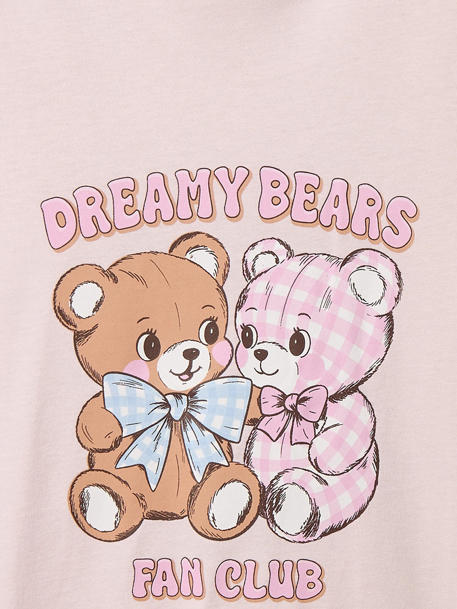 Pack of 2 Cotton Round Neck Short Sleeves Sleepshirt with Bear Print
