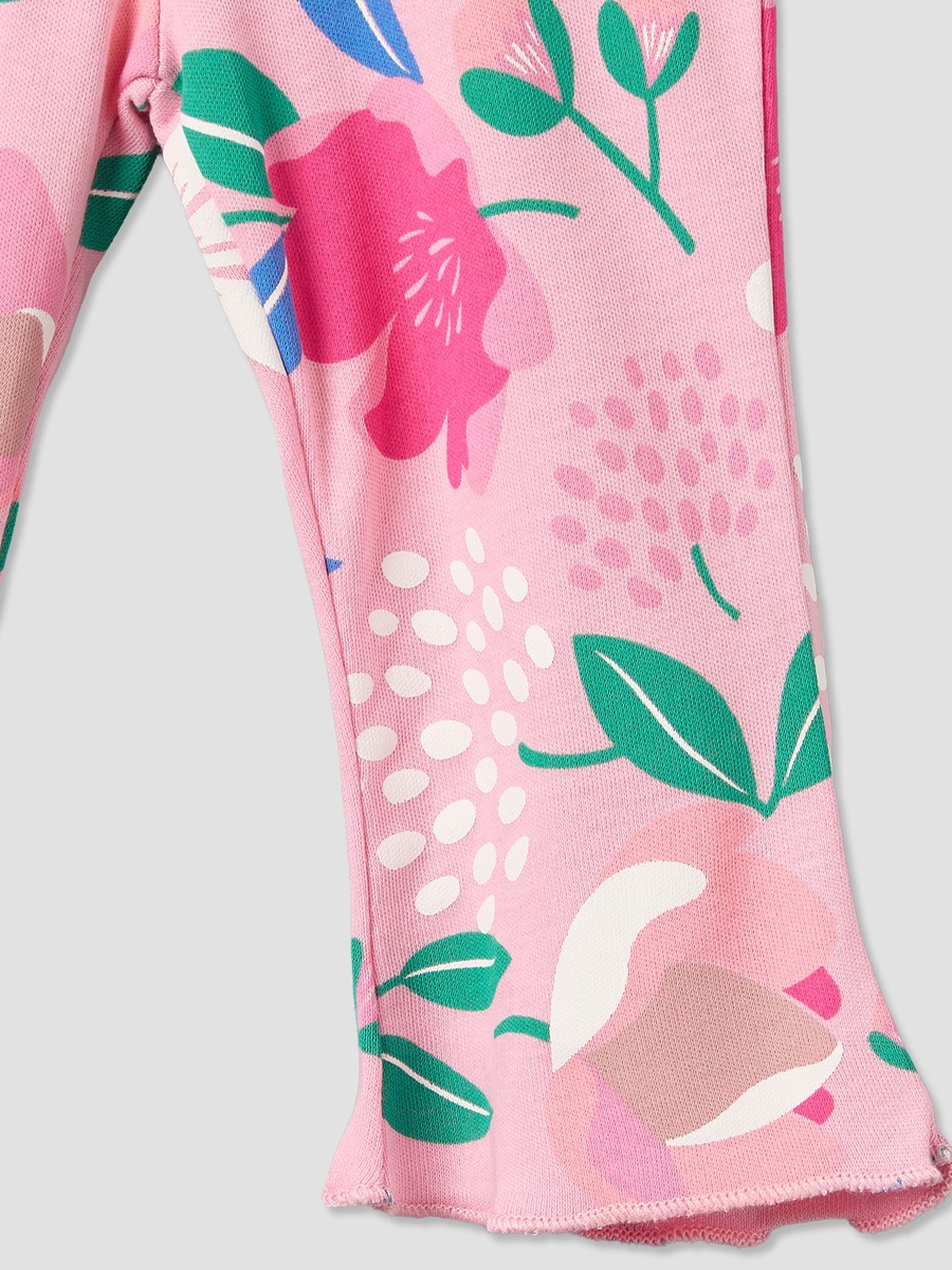 Cotton Round Neck Long Sleeves Pyjama Set with Floral Print