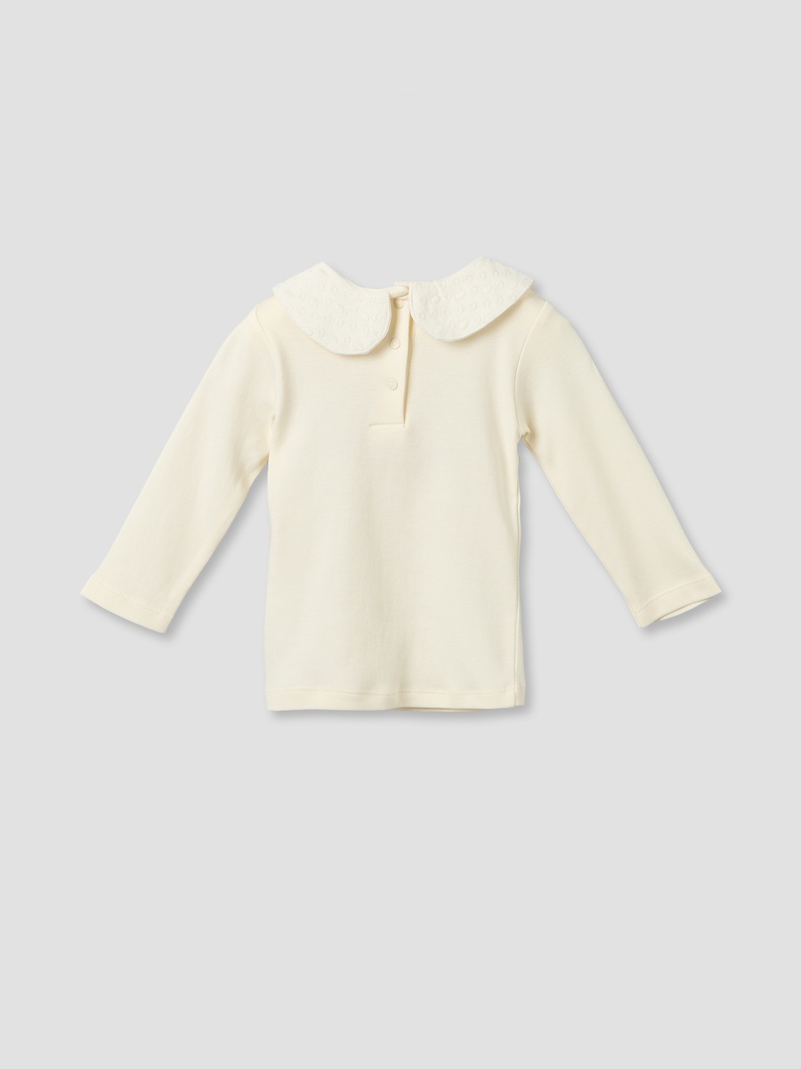 Cotton Peter Pan Collar Long Sleeves Pyjama Set with Mouse Applique