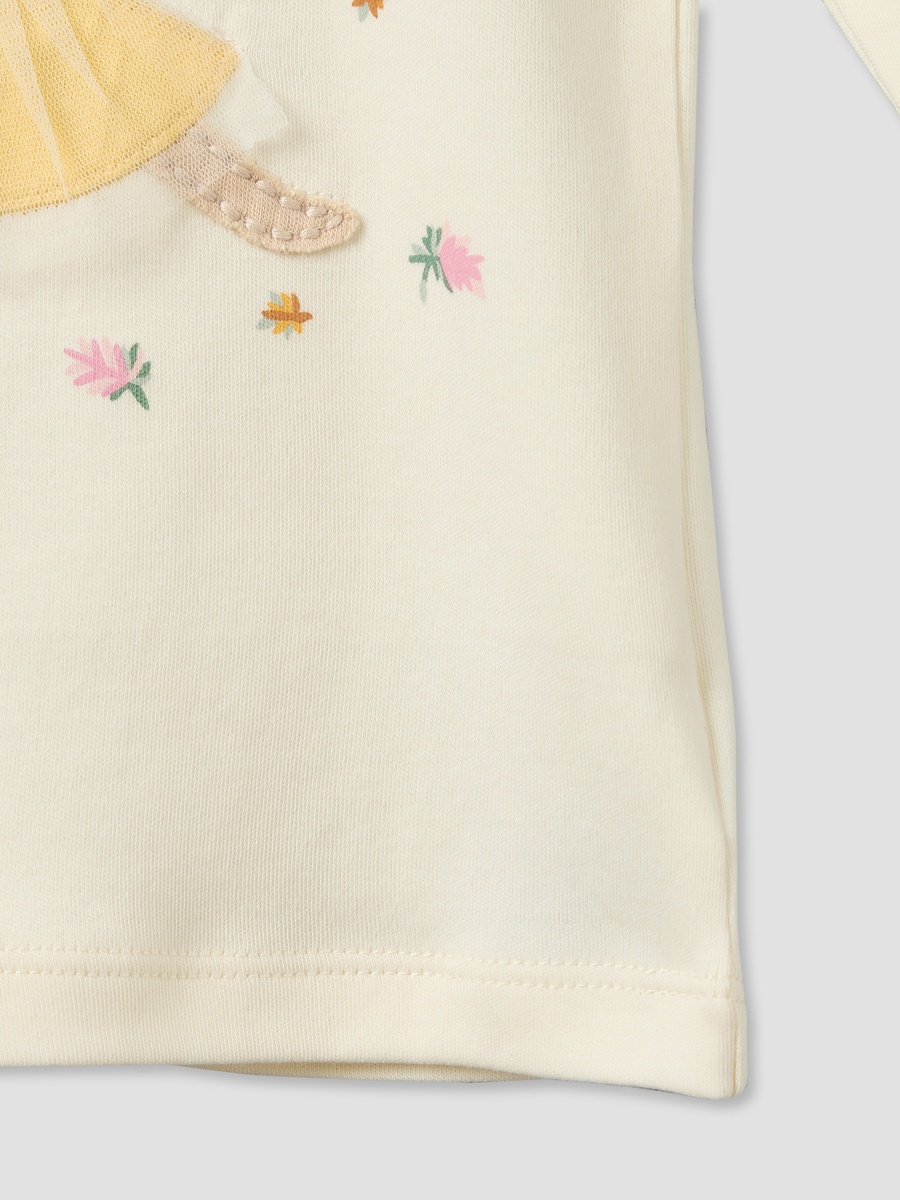 Cotton Peter Pan Collar Long Sleeves Pyjama Set with Mouse Applique