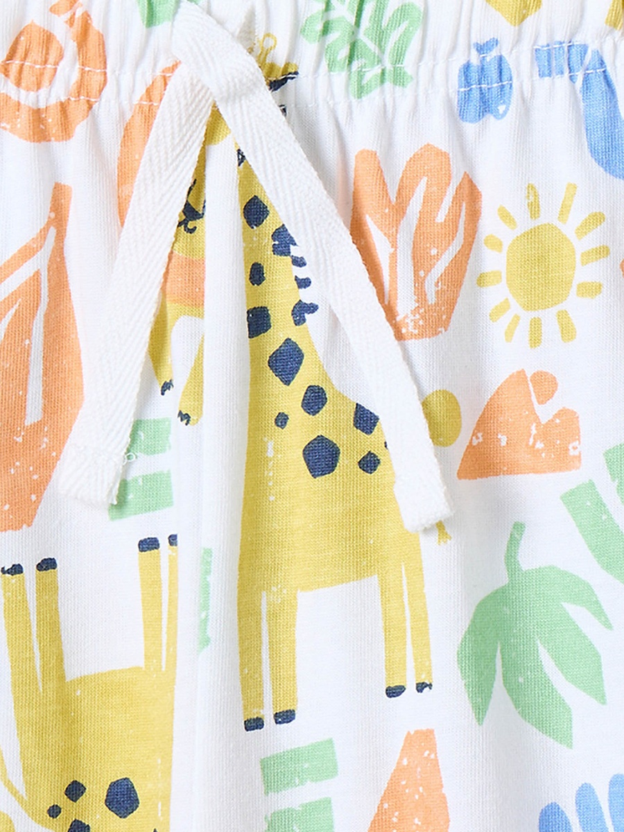 Cotton Crew Neck Long Sleeves Pyjama Set with Safari Print