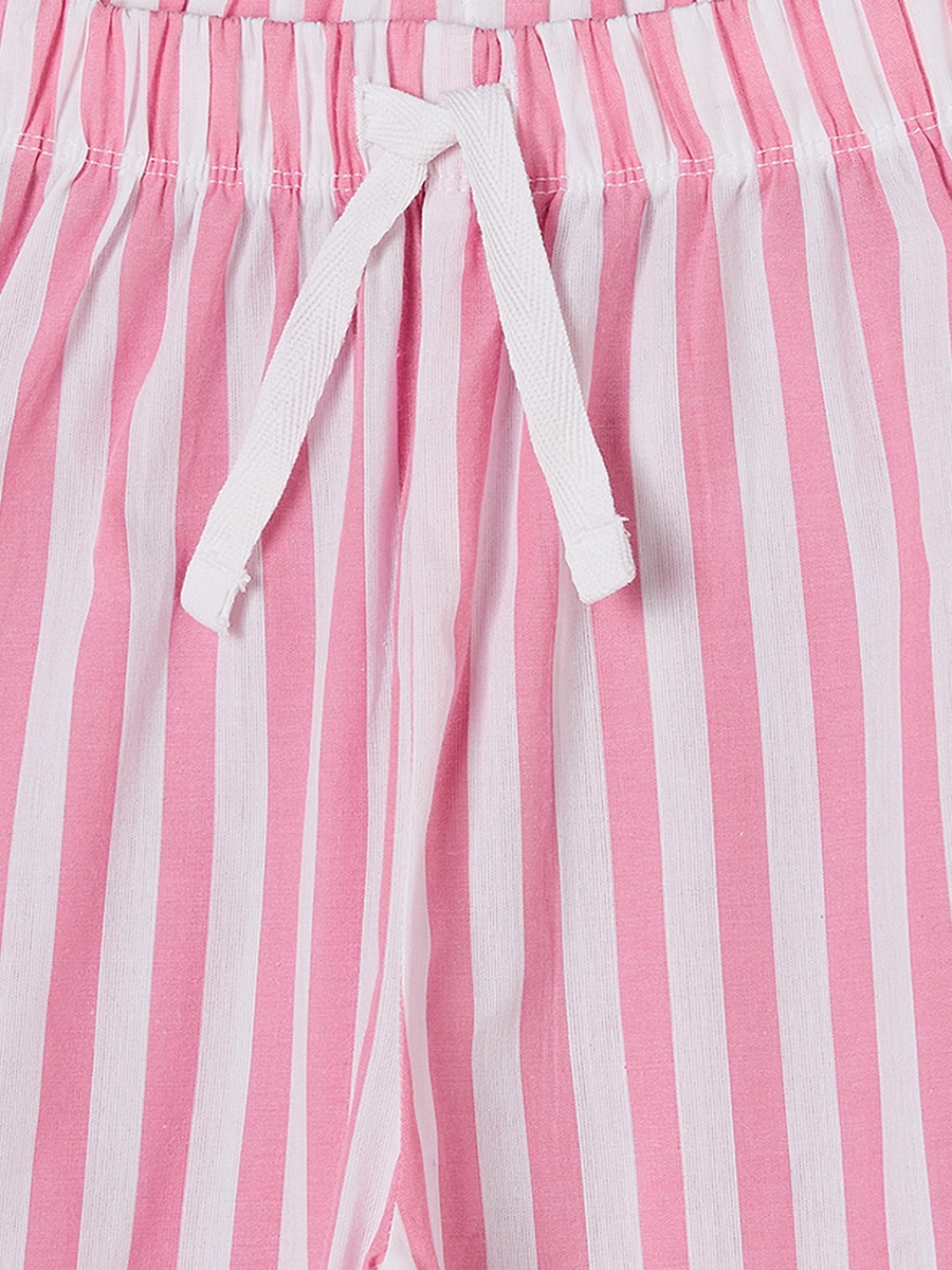 Cotton Crew Neck Short Sleeves Pyjama Set with Stripes