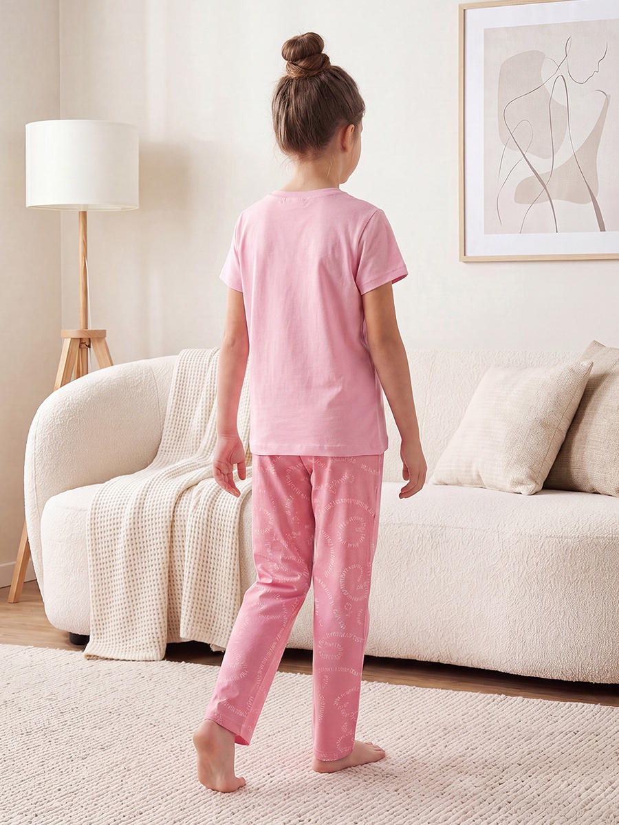 Cotton Crew Neck Short Sleeves Pyjama Set with Print