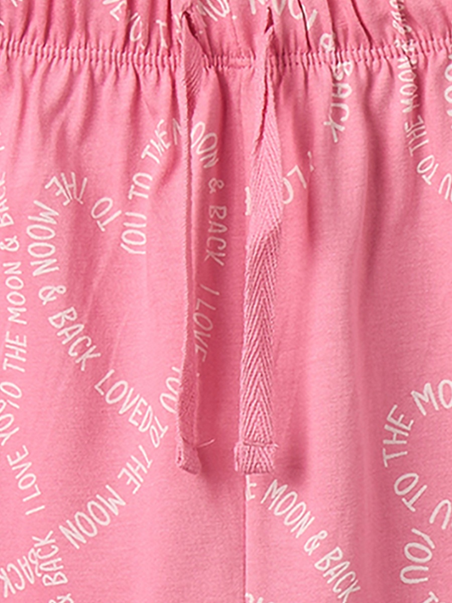 Cotton Crew Neck Short Sleeves Pyjama Set with Print