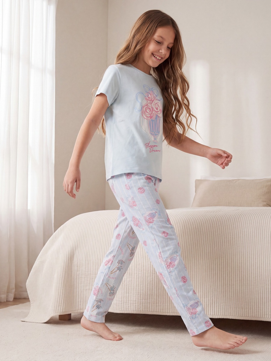 Pack of 3 Cotton Crew Neck Short Sleeves Pyjama Set with Floral Print