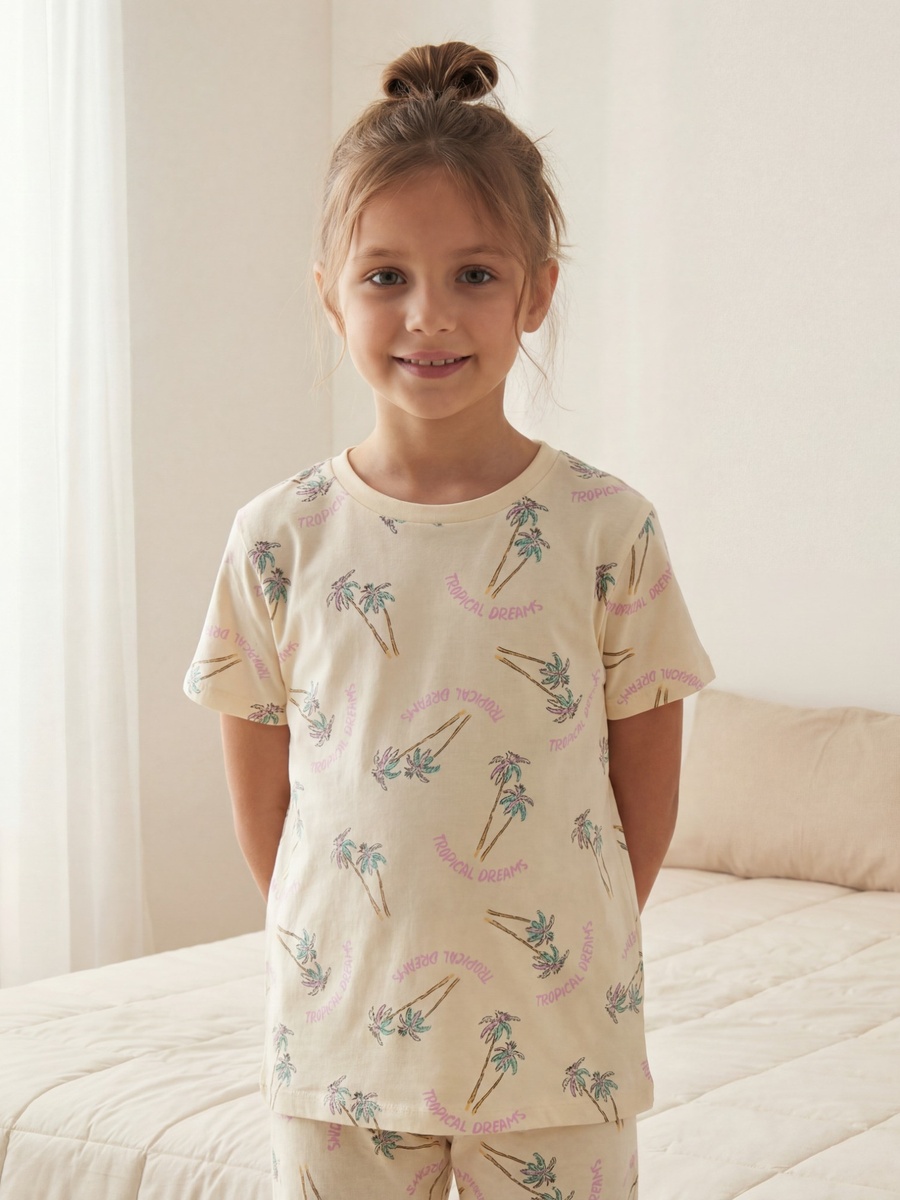 Pack of 3 Cotton Crew Neck Short Sleeves Pyjama Set with Floral Print