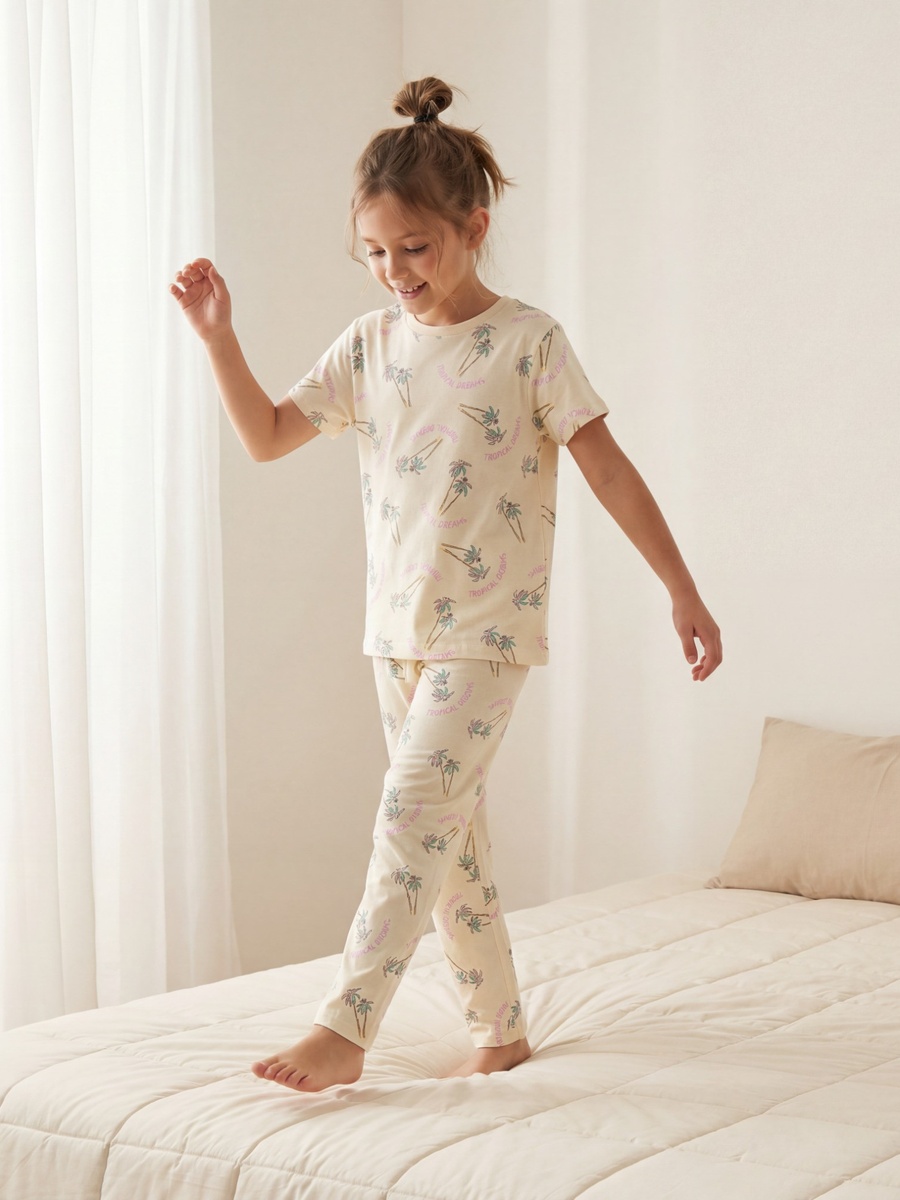 Pack of 3 Cotton Crew Neck Short Sleeves Pyjama Set with Floral Print