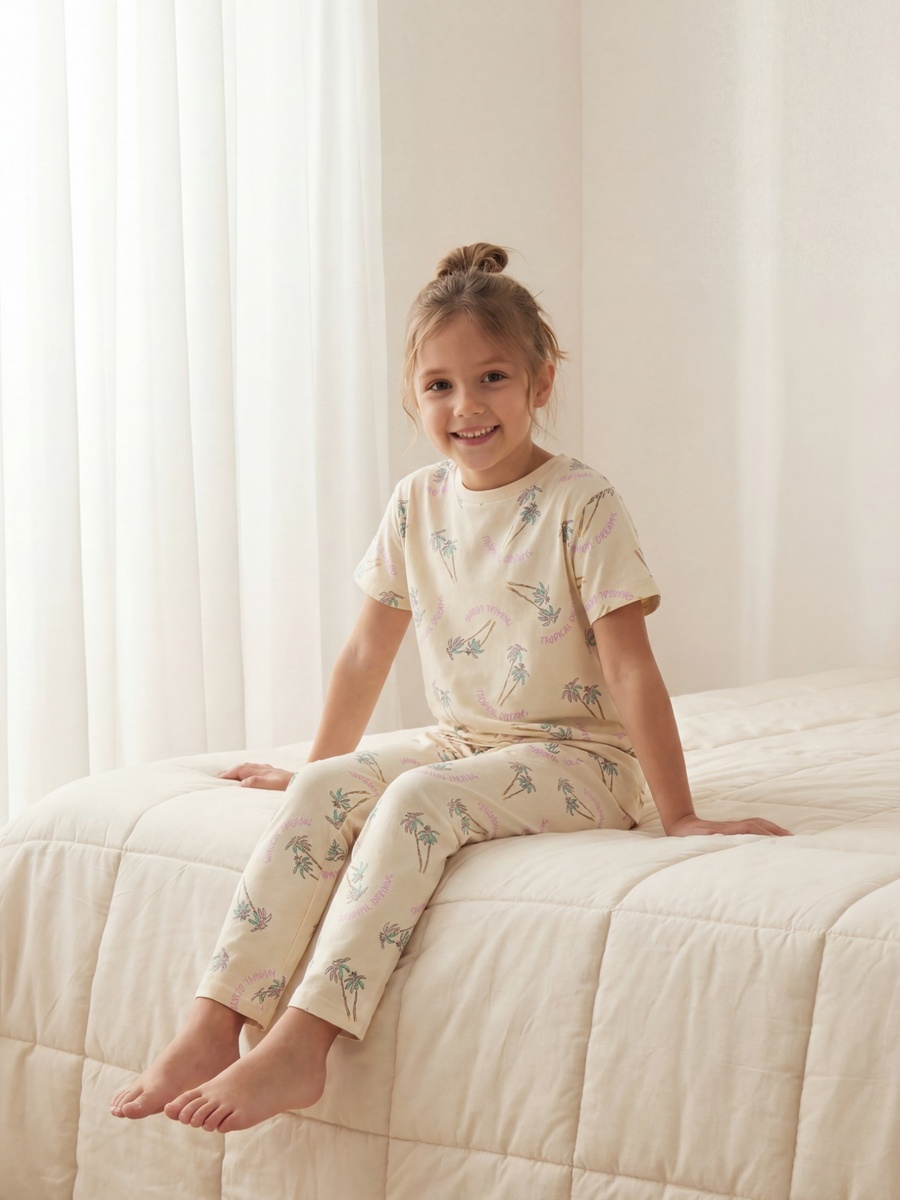 Pack of 3 Cotton Crew Neck Short Sleeves Pyjama Set with Floral Print