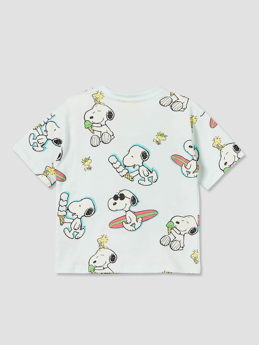Crew Neck Short Sleeves T-Shirt with Snoopy Print