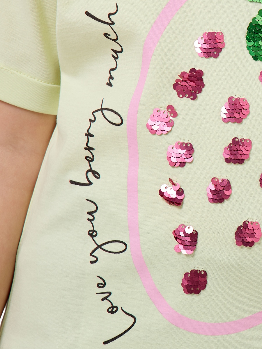 Round Neck Short Sleeve T-Shirt with Embellishment