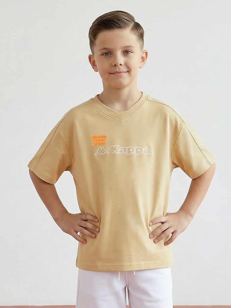 V-neck Short Sleeves T-Shirt with Logo Print