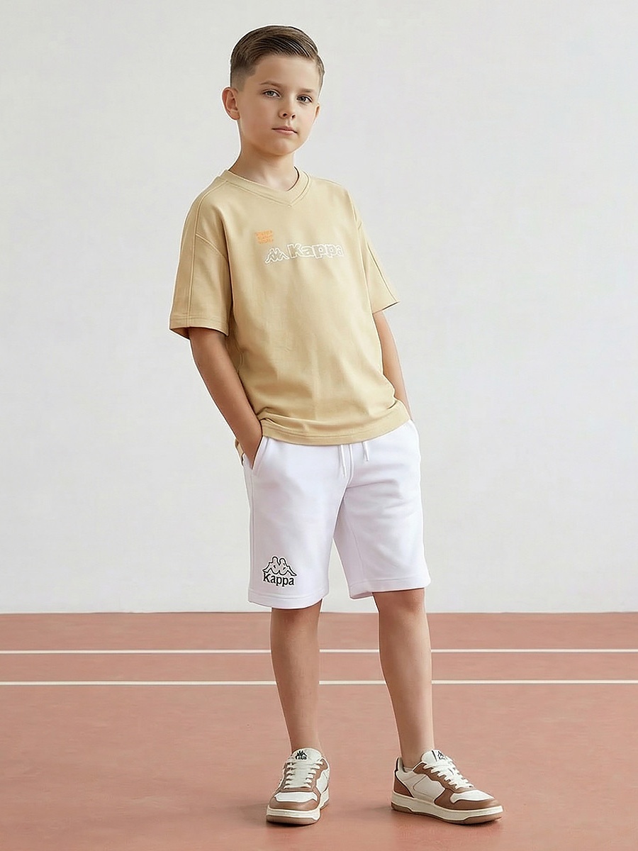 V-neck Short Sleeves T-Shirt with Logo Print