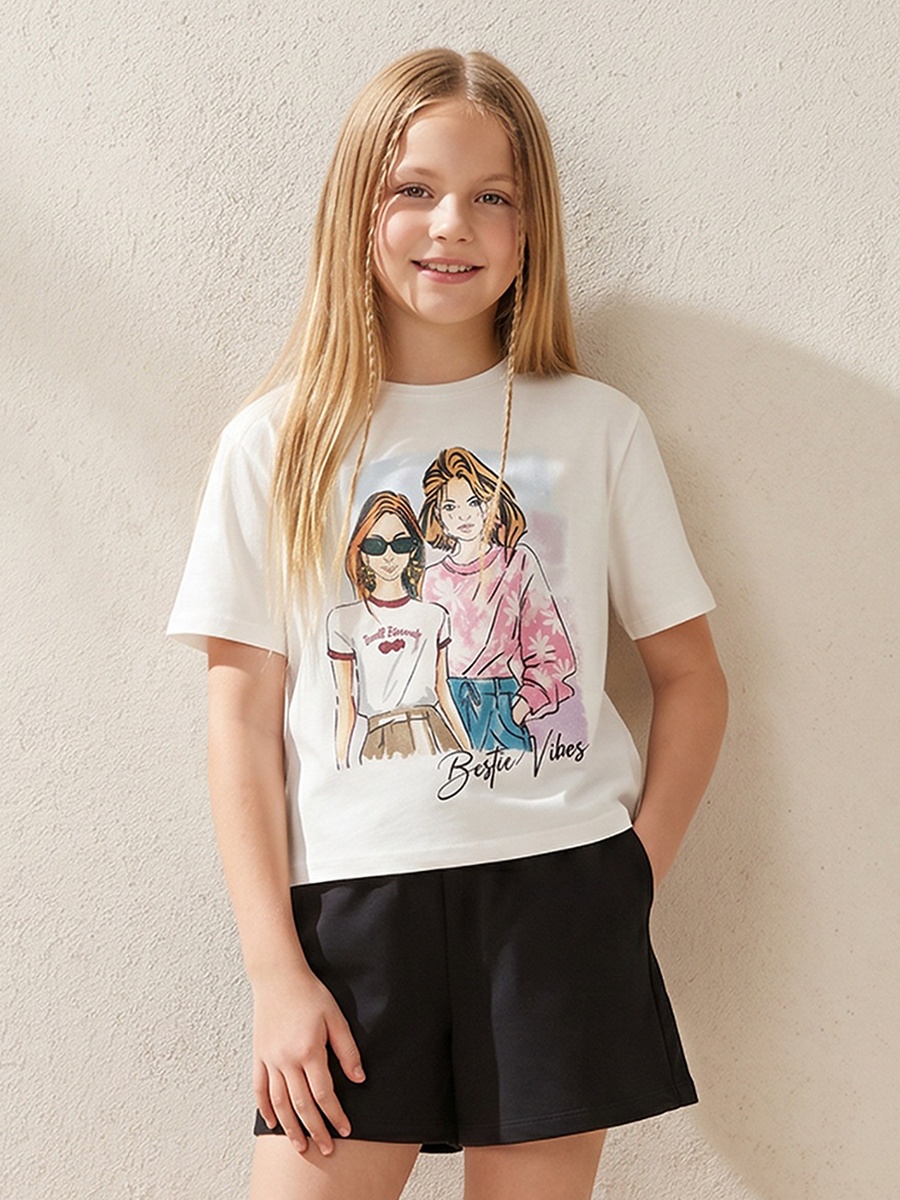 Crew Neck Short Sleeve T-Shirt with Graphic Print