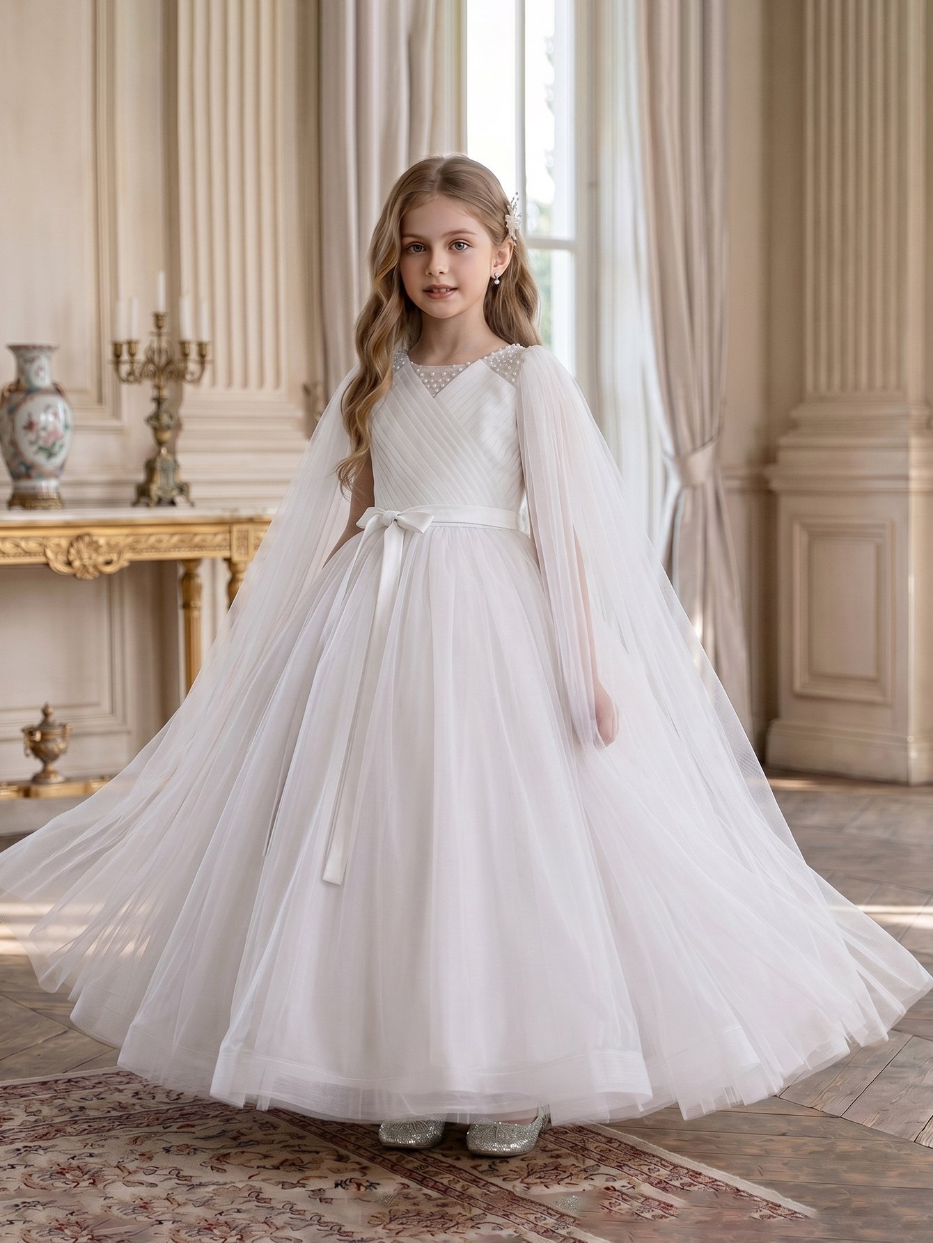 White Solid Round Neck Fit and Flare Dress
