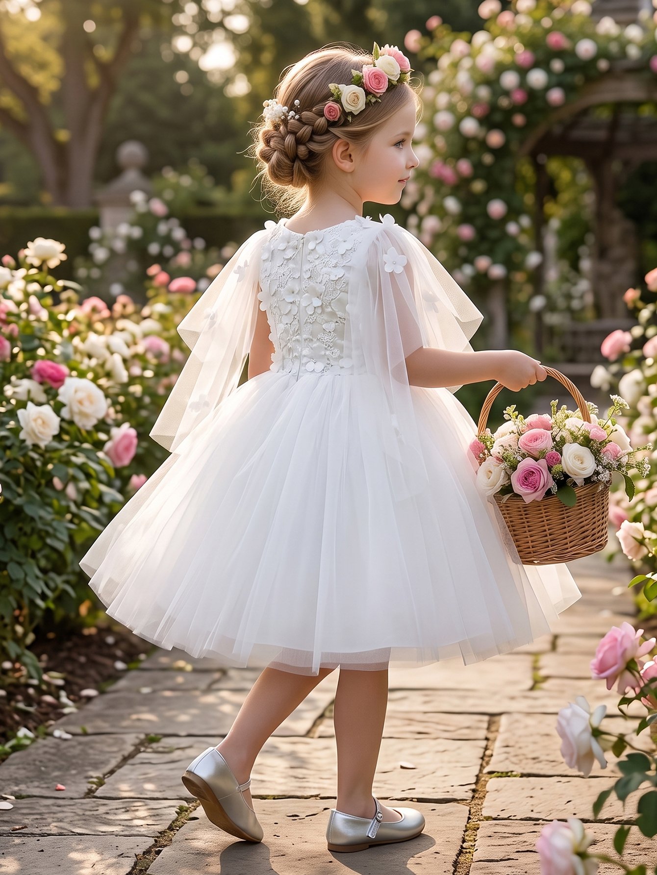 White Embroidered Round Neck Fit and Flare Dress