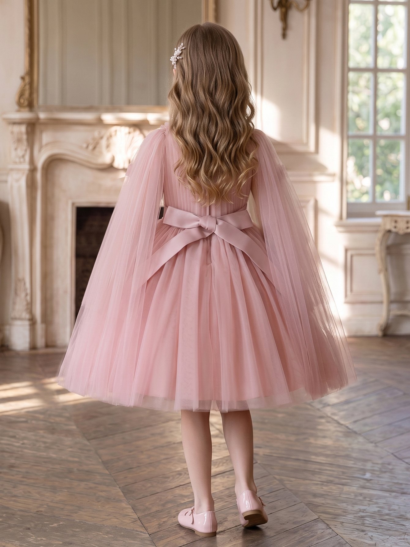 Pink Solid Round Neck Fit and Flare Dress