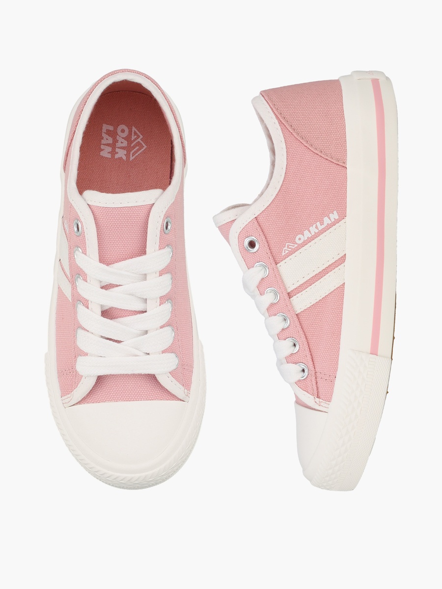 Girls Striped Lace-Up Ankle Sneakers